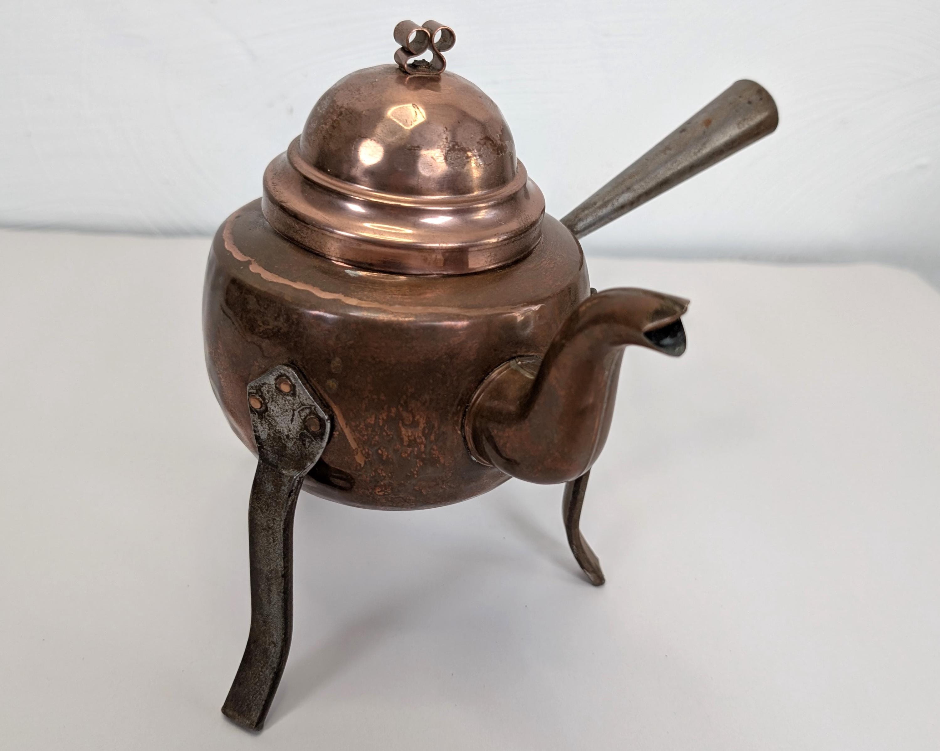 Antique 1900s Swedish Coffee Pot Tea Kettle Hand Made Copper and