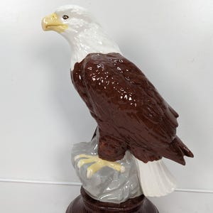 Vintage Large Bald Eagle on Rock Sculpture Signed Kay Porcelain Figurine 11.5in Home or Office Decoration