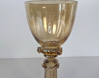 Antique Edwardian Hock Glass Wine Goblet Rummer Zwiesel Bavaria Germany 7in High Barware Home Decoration