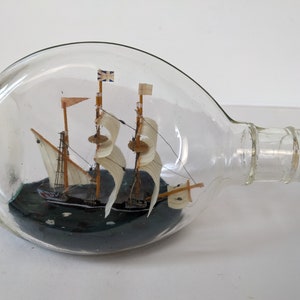 Vintage 3 Mast Ship In the Bottle Nautical Model Tall Sail Ship 6.5in Home Decoration image 1