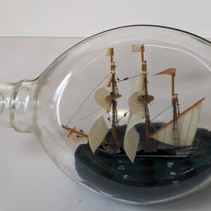 Vintage 3 Mast Ship In the Bottle Nautical Model Tall Sail Ship 6.5in Home Decoration image 5