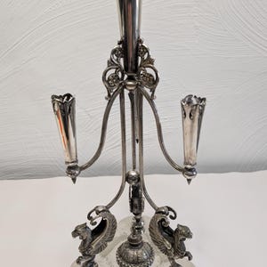 Antique Silver Plated Centrepiece Epergne Candle Holder By Walker And Hall
