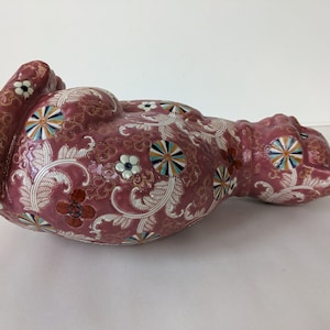 Vintage Pink Lucky Cat Kutani Ware Style Porcelain Good Luck Ornament 12 in Tall Home Decoration image 8