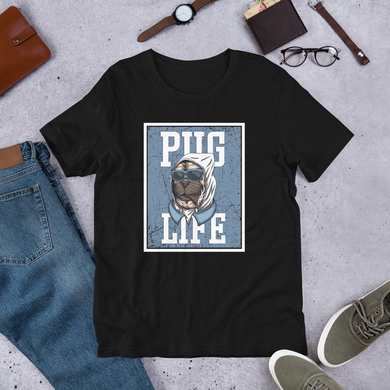 Funny Pug Life Black Shirt  Funny Pug Dad  Mom Shirt  Pug image 0