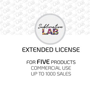 Erweiterte Lizenz für 5 Produkte kommerzielle Nutzung bis zu 1000 Verkäufe von SublimationLab Shop | Sublimation Design Drucke Png Clipart Transfer