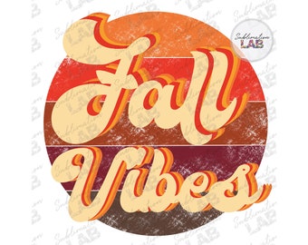 Retro Fall Vibes PNG: 1970s Style Sublimation Design (Digital Download)