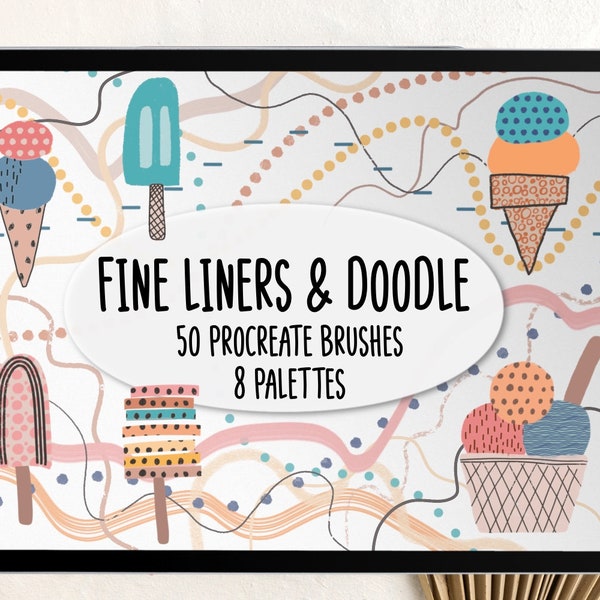 Procreate Pinsel Feine Liner und Doodle Muster Pinsel | Line Art Marker Schriftzug Procreate Bundle Einfärben Stipple Kalligraphie Kritzeln