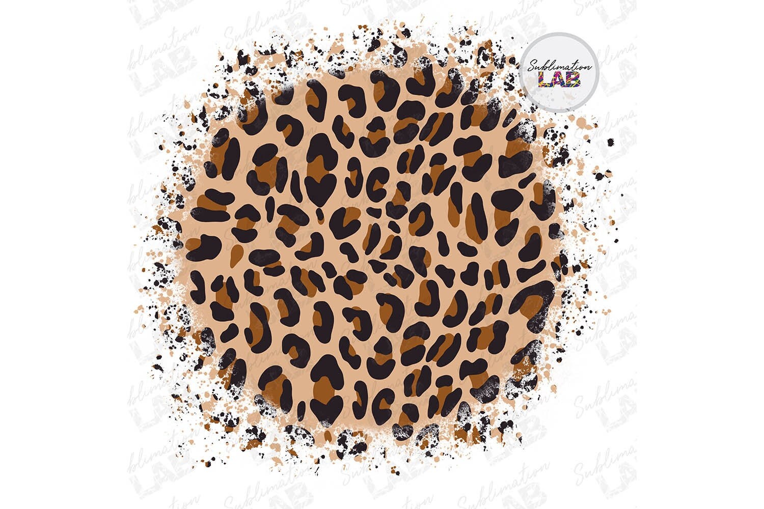 Leopard Sublimation Background Distressed Circle Design Png | Cheetah Circle Frame Digital Download Sublimationlab Brushstroke Splash