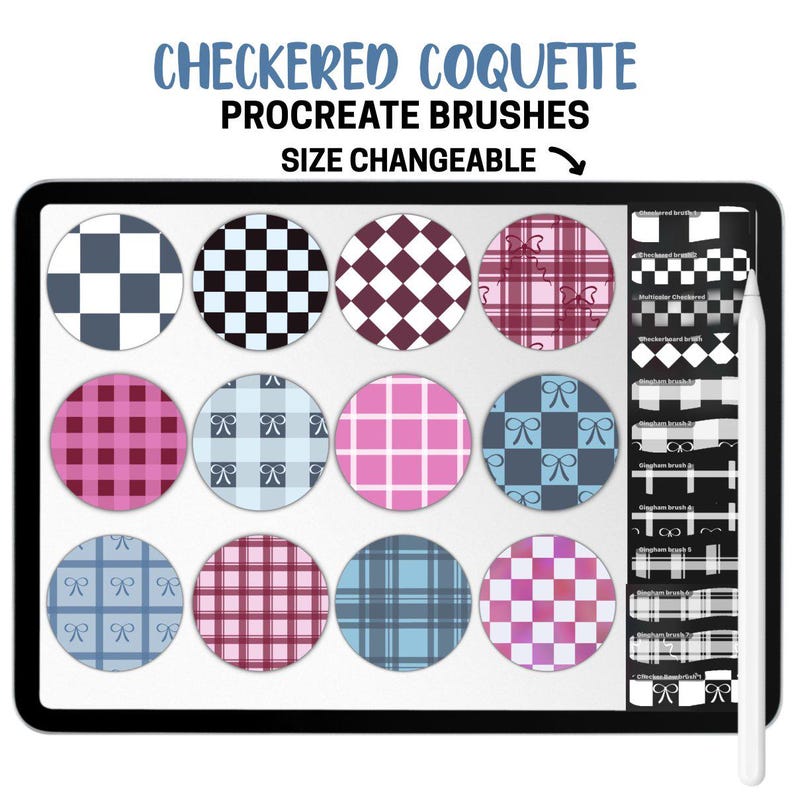 Checkered Coquette Procreate Stamp & Brush Set – 90 Gingham Bows ...