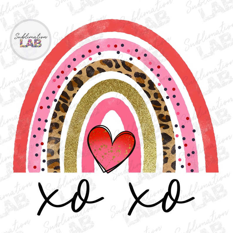 Download Xo Xo Rainbow Valentine Png Sublimation Design Leopard | Etsy