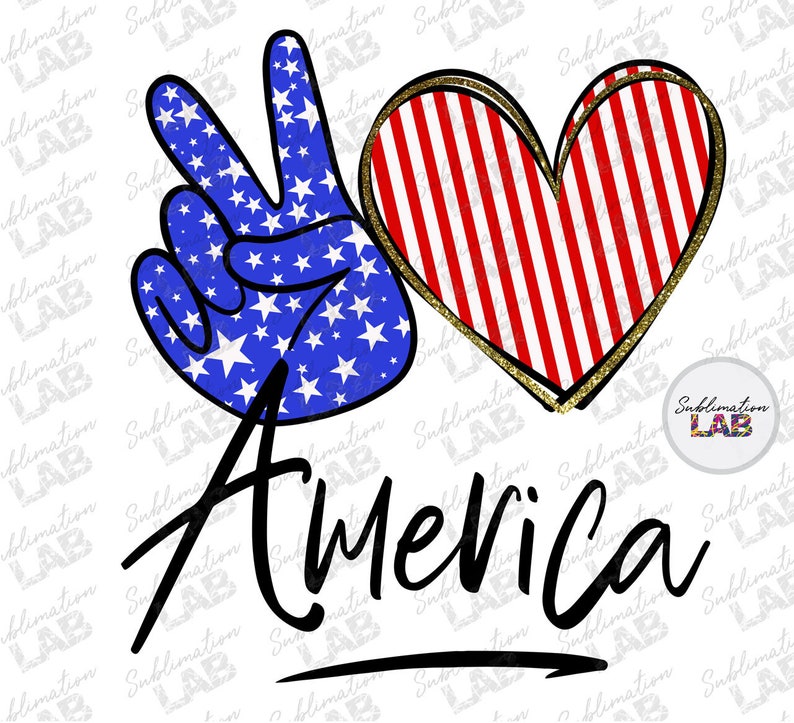 Download America Patriotic Sublimation Design PNG Peace Love America | Etsy