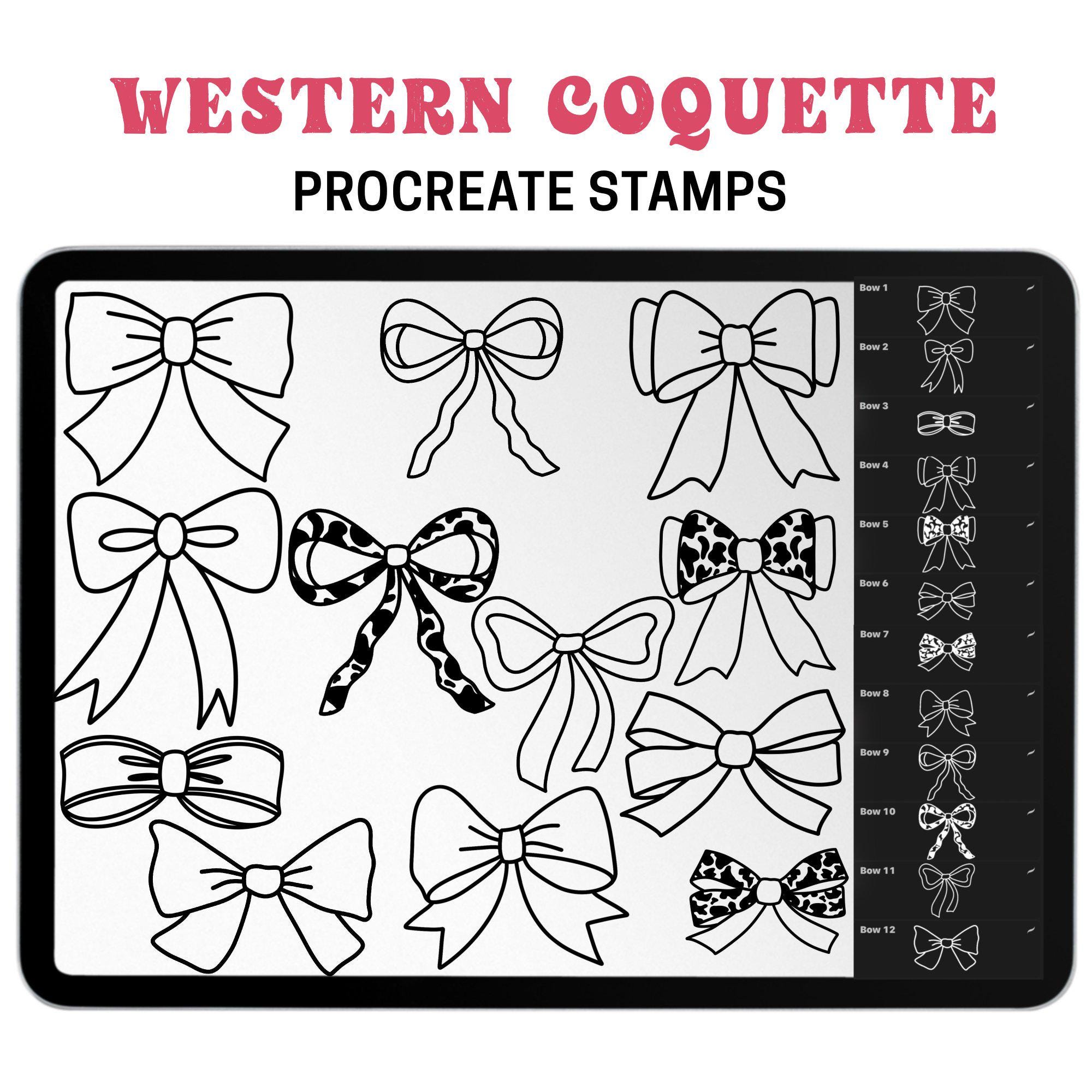Western Coquette Procreate Stamps & Brushes: Cowboy Boots, Hats, Bows ...