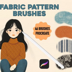 Fabric Textures Procreate Brushes - Jeans, Denim, Gestrickt, Streifen, Spitze, Floral, Wolle - Realistische Stoffmusterpinsel Set Farbpaletten