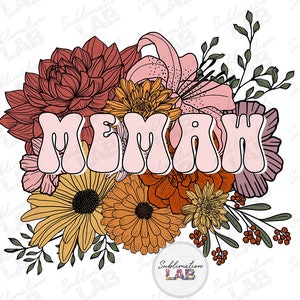 Memaw PNG bloemen Boho sublimatie ontwerp | Moederdag bloemboeket populaire trendy tshirt ontwerp digitale download bestand png