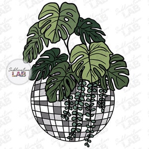 Disco Ball Planter PNG Sublimationsdesign | Crazy Plant Lover Disco Topf Beliebte Trendy Tshirt Design Digital Download