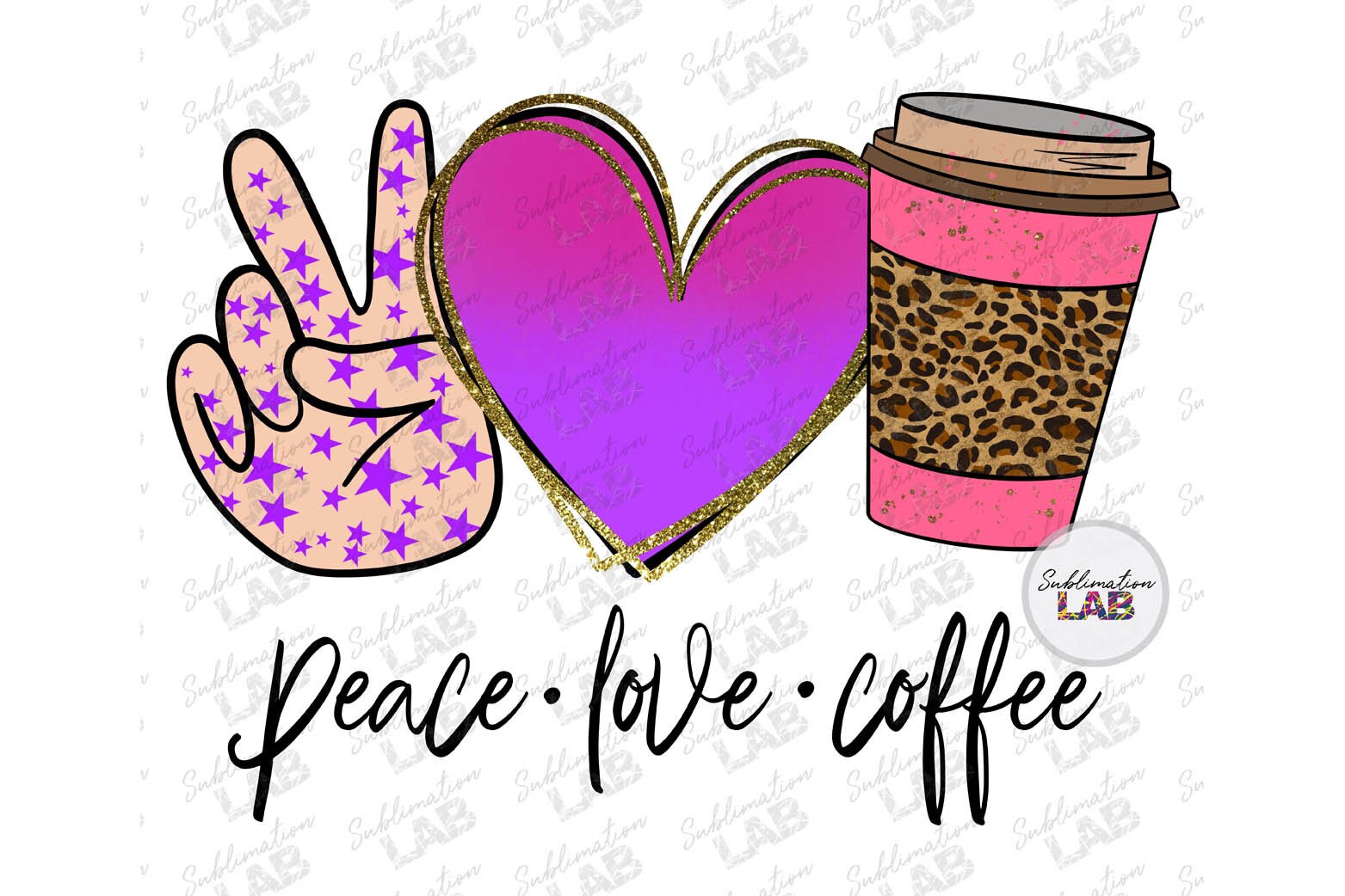 Download Peace Love Coffee Sublimation File PNG Coffee Lover Shirt | Etsy