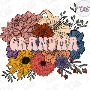 Grandma Floral PNG: Summer Bouquet Sublimation Design (Digital Download)