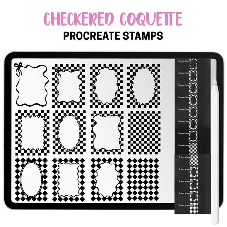 Checkered Coquette Procreate Stamp & Brush Set – 90 Gingham Bows ...