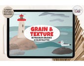 Procreate Texture Brush Set: Grainy Shaders, Paper Texture, Color Palette (Digital Download)