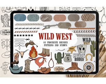 Wild West Procreate Brushes and Stamps: Cowboy Western Bundle (Digital Download)