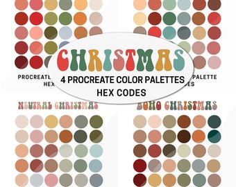 Christmas Procreate Color Palette Bundle: Groovy Boho Retro (Digital Download)