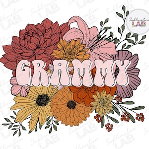 Grammy PNG Floral Boho Sublimation Design / Mothers Day Flower Bouquet Popular Trendy Tshirt Design Descarga digital Archivo Png