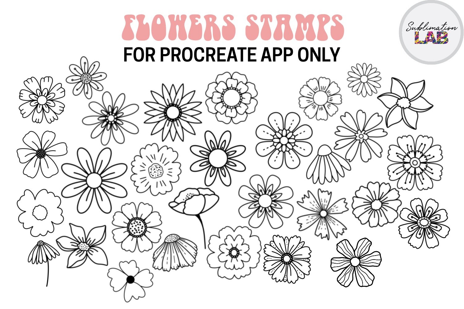 Flower Garden Procreate Stamps and Patterns Brushes | Retro Groovy ...