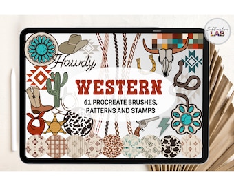 Western Procreate Brushes and Stamps Wild West Cowboy Aztec | Brush Rope Stitch Brush Pattern Procreate Bundle