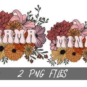 Mama Mini PNG Diseño de sublimación / Floral Boho Mama y Mini DTG Diseño de camiseta Descarga instantánea SublimationLab