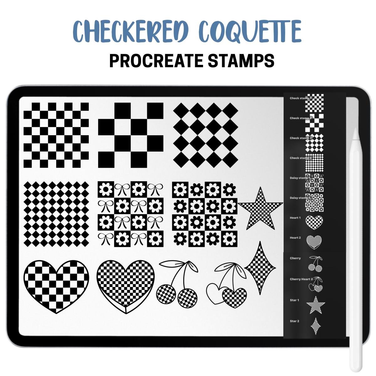 Checkered Coquette Procreate Stamp & Brush Set – 90 Gingham Bows ...