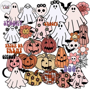 Halloween Procreate Stamps and Pattern Brushes | Groovy Retro Spooky ...