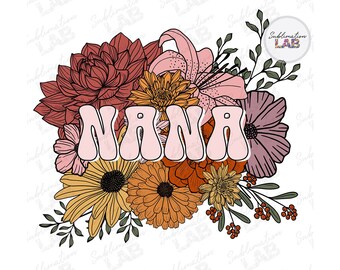 Nana Floral PNG: Boho Mother's Day T-Shirt Design (Digital Download)