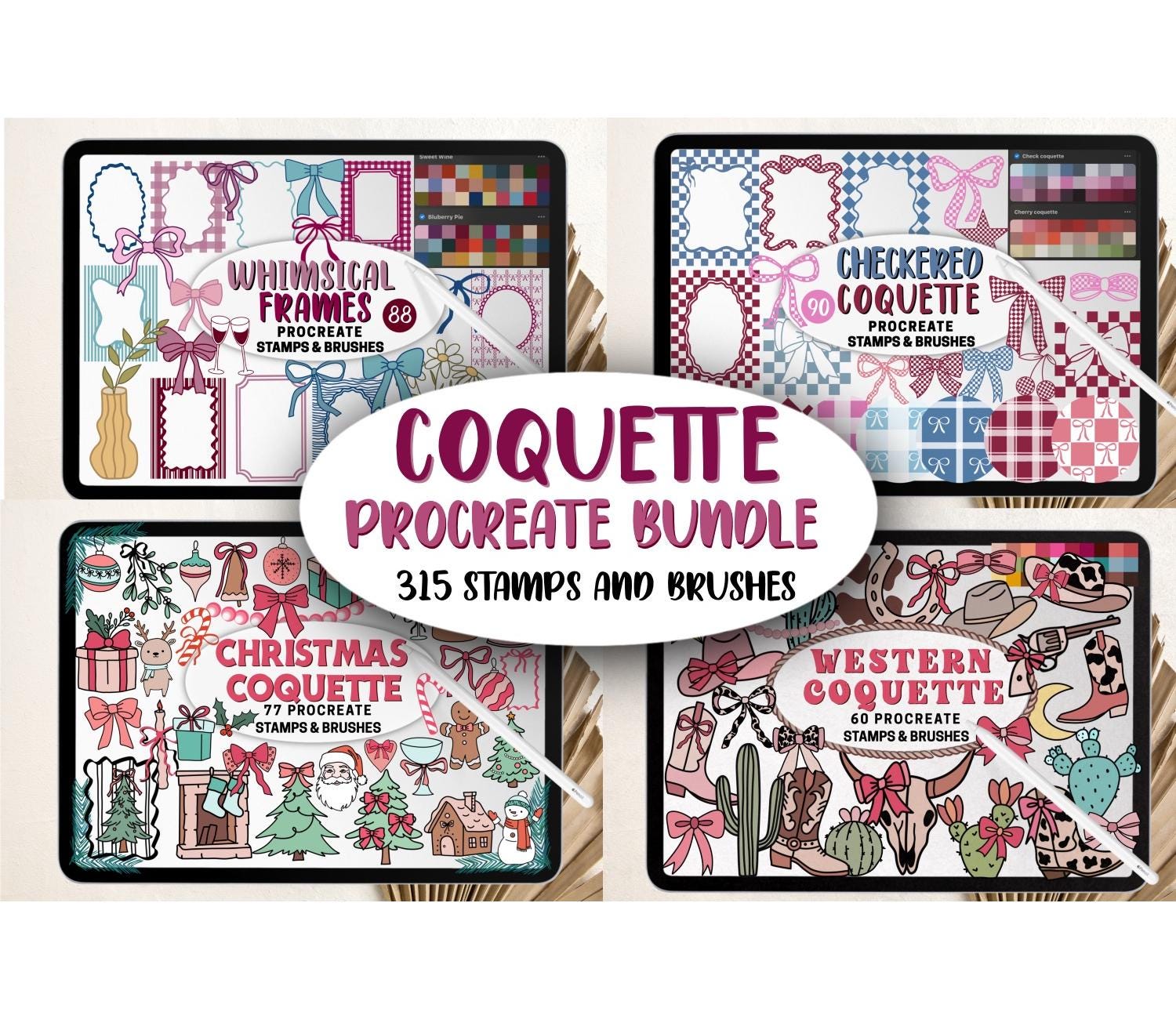 Coquette Procreate Bundle Stamps & Brushes | Whimsicaltt Coquette ...