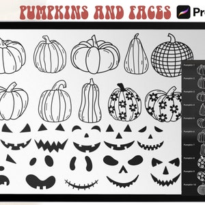 Halloween Procreate Stamps and Pattern Brushes | Groovy Retro Spooky ...