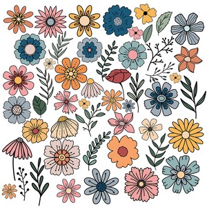 Flower Garden Procreate Stamps and Patterns Brushes | Retro Groovy ...