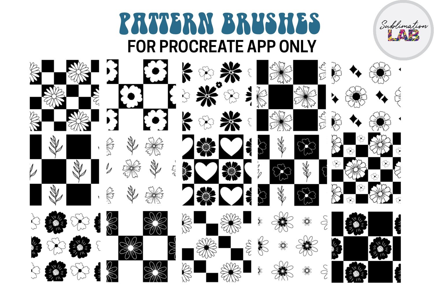 Flower Garden Procreate Stamps and Patterns Brushes | Retro Groovy ...