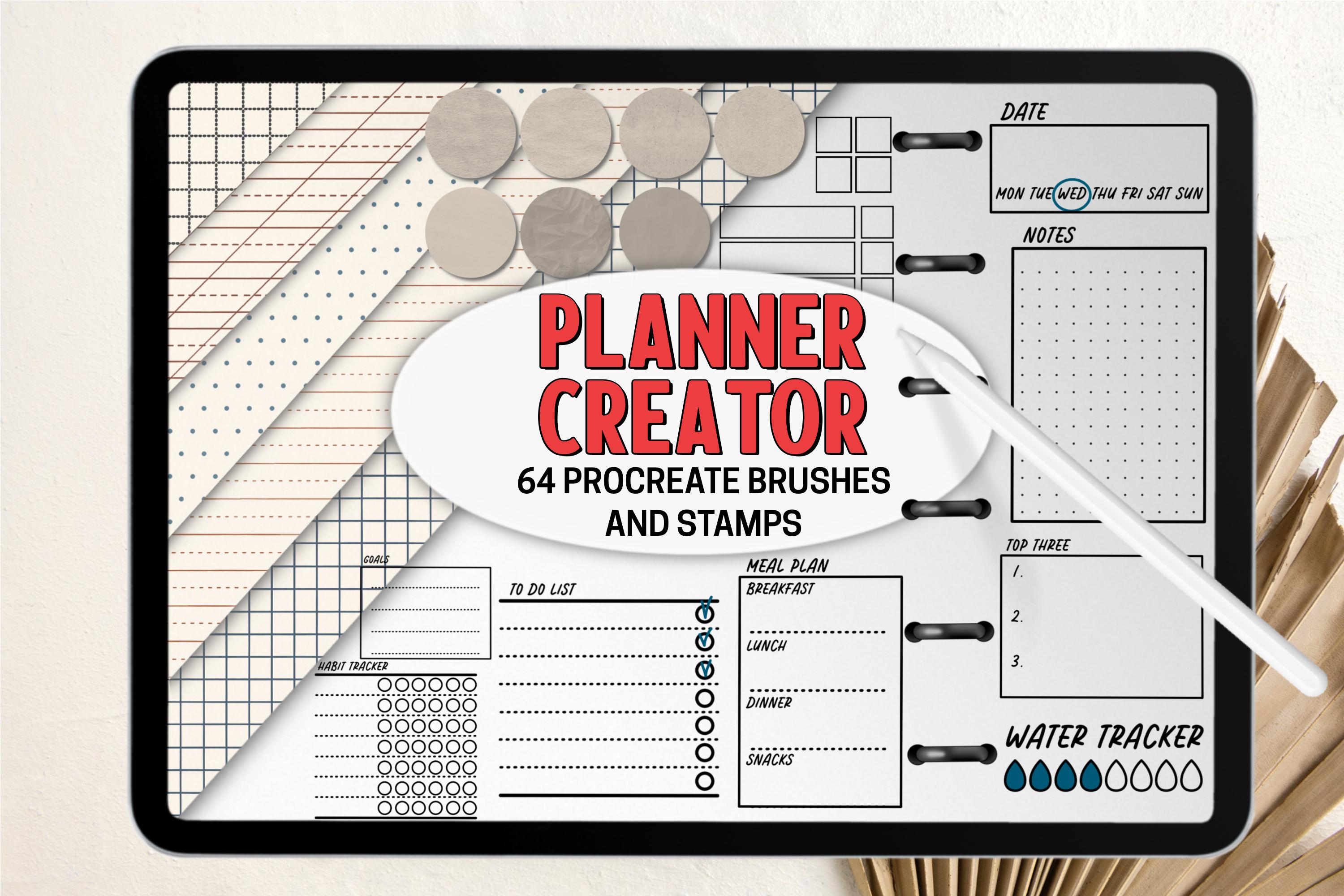 Procreate Planner Pinsel & Stempel Set | Kariertes, Liniertes, Gepunktetes Papier & Block-Planer-Toolkit