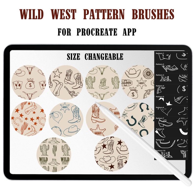 Wild West Procreate Brushes and Stamps: Cowboy Western Bundle (digital ...