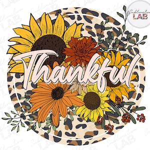 Dankbar Sonnenblume PNG: Leopard Thanksgiving Design (Digitaler Download)