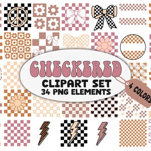 Karierte farbige Clipart PNG - Neutral Taupe Karo Hintergrund Bögen Daisy Bolt Kreis Muster Clip Art - Elemente transparentes Schachbrett