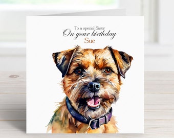 Border Terrier birthday card - Personalised Happy birthday card