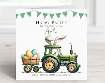 Personalised Easter Tractor card - Card for Grandson