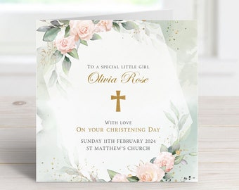 Girl's personalised christening card - Card for Granddaughter