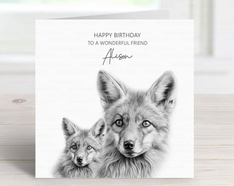 Fox birthday card - Personalised Fox card for him