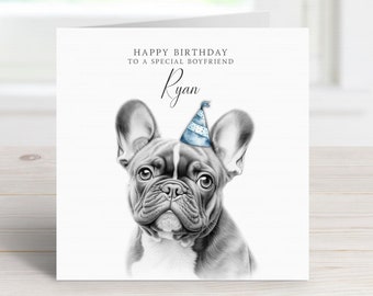 French bulldog birthday card - Frenchie card