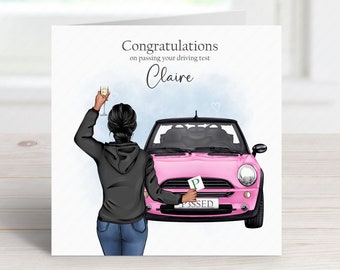 Congratulations driving test card - Personalised passed driving exam card