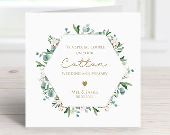 Cotton Anniversary card - Personalised card