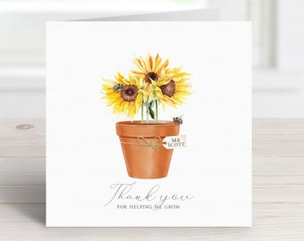 Thank you for helping me grow - Teacher card