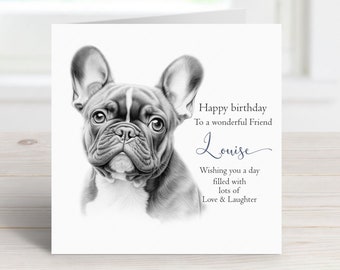 French bulldog birthday card - Birthday card for her