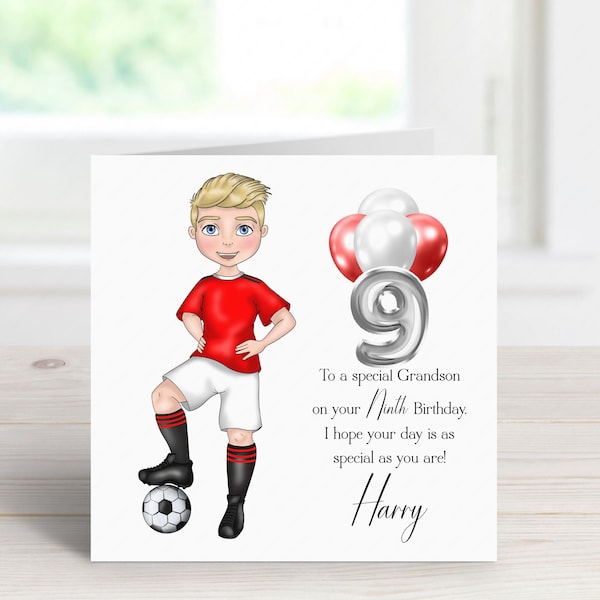 Carte d'anniversaire de football pour garçons - Carte de voeux personnalisée pour petit-fils